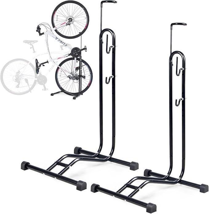 Bike Parking Stand,Bike Floor Stand Parking Rack，Bike Rack Bicycle Floor Parking Stand, Bike Storage Holder for Garage,Indoor & Outdoor，Mountain & Road Bikes，2 Pack