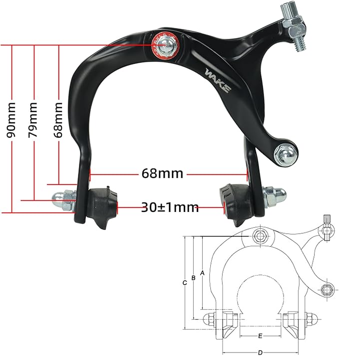 FOMTOR Bike Brake C Brake Caliper Set Bicycle Rear & Front Brakes Kit Aluminum Alloy Side Pull Brake for MTB Mountain Bike, Road Bicycle(1 Pair)