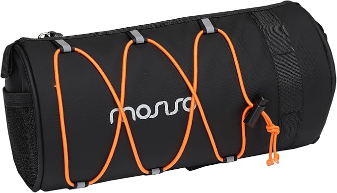 MOSISO Bike Handlebar Bag, Waterproof Bicycle Front Frame Pouch, 2.5L Bike Top Tube Bag Bicycle Roll Storage Pack Cycling Accessories Cylinder Pouch with Shoulder Strap, Black