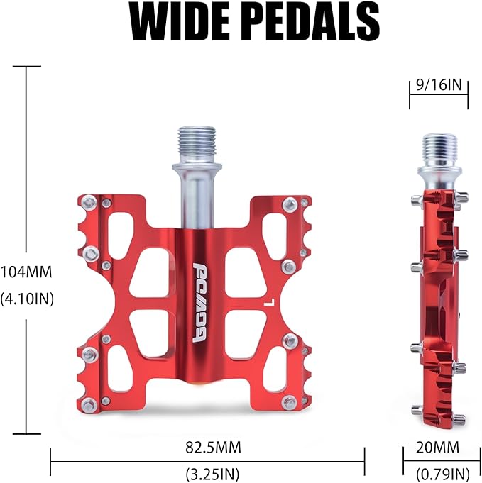 Bike Pedals 9/16" Lightweight Non-Slip Bicycle Platform Pedals - Fits Most Adult Bikes & Mountain Bikes &MTB, Road Bikes and Slip-Resistant Design