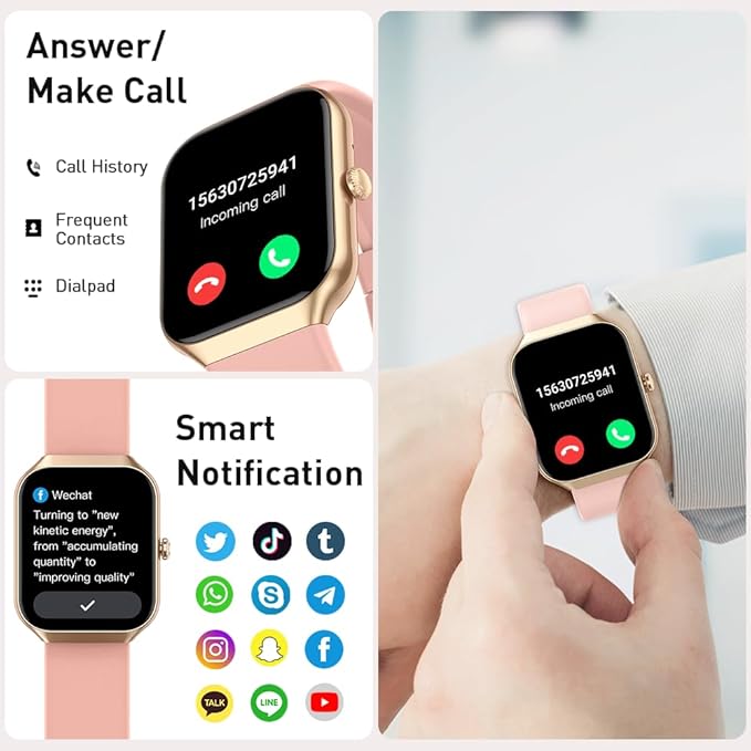 Smart Watch(Answer/Make Call), 1.96" HD Smartwatch for Men Women, 2026 New Fitness Watch with 112+ Sport Modes, Heart Rate, Sleep Monitor, Pedometer, IP68 Waterproof Activity Tracker Pink