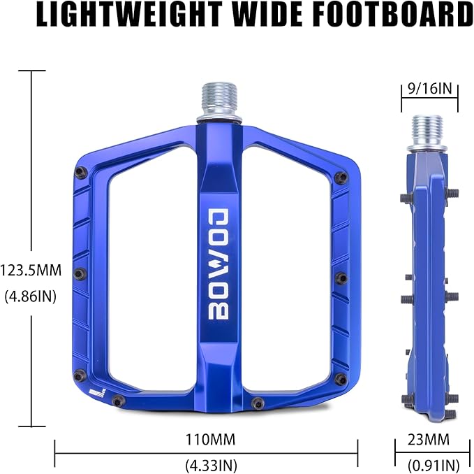 Bike Pedals 9/16" Lightweight Non-Slip Bicycle Platform Pedals - Fits Most Adult Bikes & Mountain Bikes &MTB, Road Bikes and Slip-Resistant Design