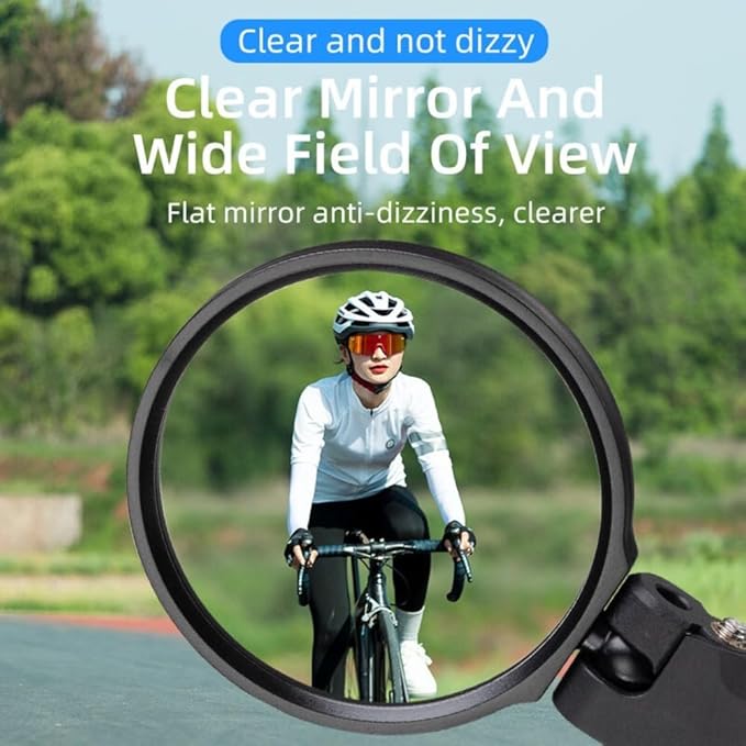 ROCKBROS Handlebar Bike Mirror, 360°Adjustable Safety Bicycle Rear View Mirror, Scratch Resistant Glass Lens Mirror(Short)