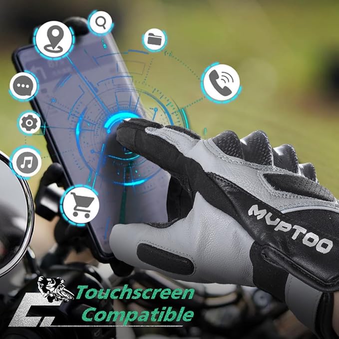 WTACTFUL Goatskin Leather Carbon Knuckle Motorcycle Gloves for Ultimate Protection and Comfort