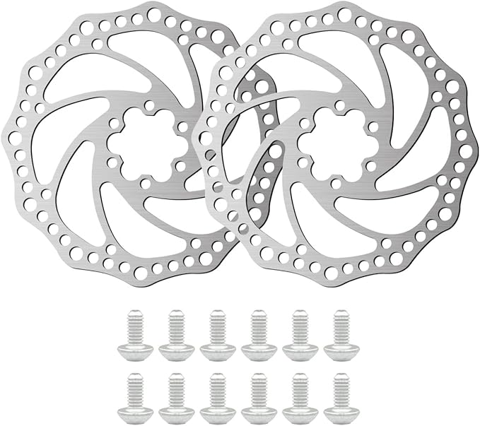 2Pcs 160mm Disc Brake Rotor Stainless Steel Bike Disc Brake Rotor with 6 Bolts Fit for Road Bike,Mountain Bike,MTB,BMX