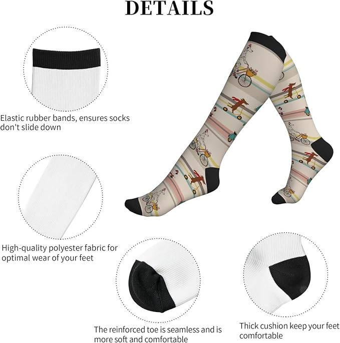 bassyil Compression Socks for Women & Men Circulation 15-20 mmHg Knee High Best Support for Nurses Travel Running Athletic