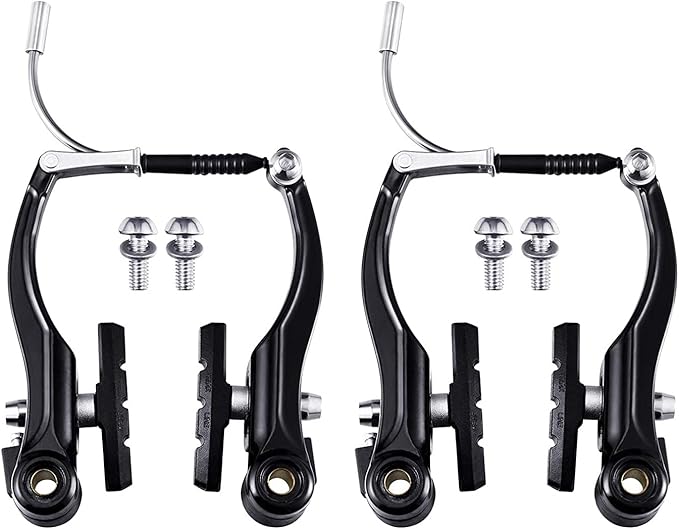 Free-fly 1 Pair Bike Brakes Mountain Bike V Brakes Set, Including V Brake for Front and Rear Wheel, Fit for Most Bicycle, Road Bike, MTB, BMX
