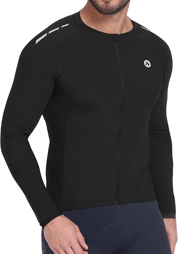 Nepest Mens Cycling Jersey Long Sleeve Bike Jersey UPF 50+ Road Biking Shirts Clothing with 4 Rear Pockets