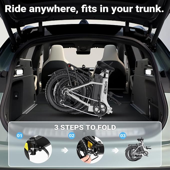 1300W/1800W Folding Electric Bike for Adults, 75-86 Miles PAS Range, 52V 13Ah/18.2Ah Removable Battery, 20" Fat Tire Electric Bicycle, 20MPH 7-Speed Commuter Ebike, Max 330LBS, UL2849 Certified