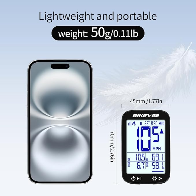 Bike Speedometer GPS Wireless Cycling Computer – Auto Start/Stop, Auto Backlight, Waterproof Bicycle Odometer MPH KM/H, 2.4" LCD Display
