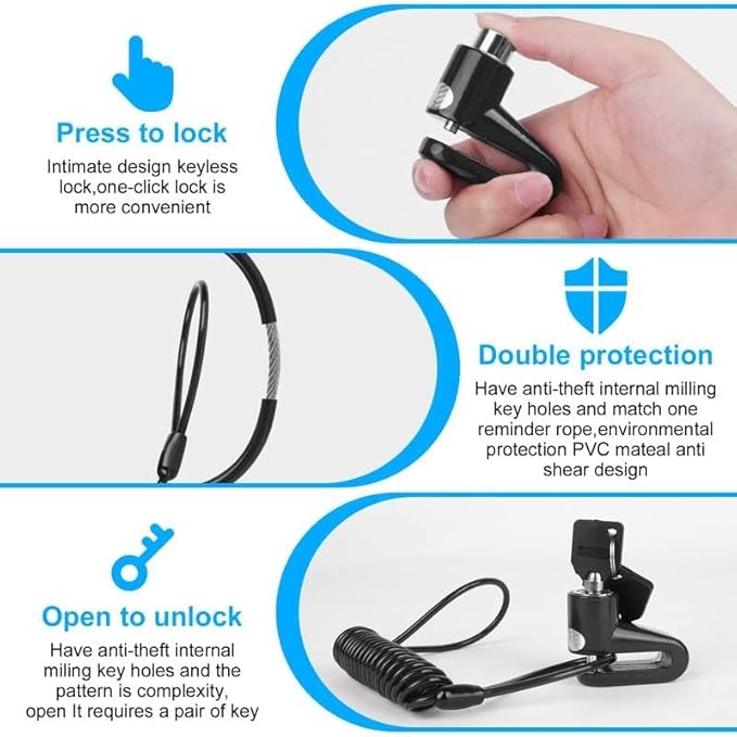 Ainiv Disc Brake Lock, E Scooter Lock Anti-Theft, Cable Bike Lock Waterproof 5FT /12mm Cable with 2 Keys for Scooter, Bike, Electric Bike, Skateboards, Strollers, Lawnmowers with Lock Holders-Black