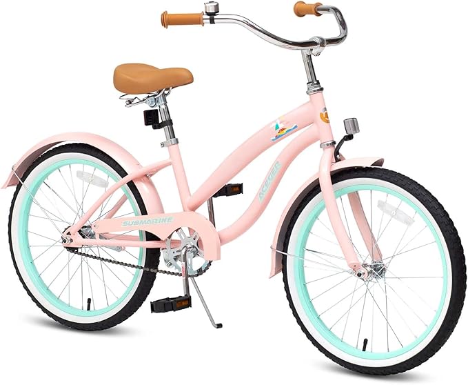 ACEGER Girls Beach Cruiser Bike for Kids 5-13 Years Old, 16" 18" 20" 24" Single Speed Kids Bicycle Included Coaster Brake, Front and Rear Reflectors, 24" 7 Speeds with Dual Brakes