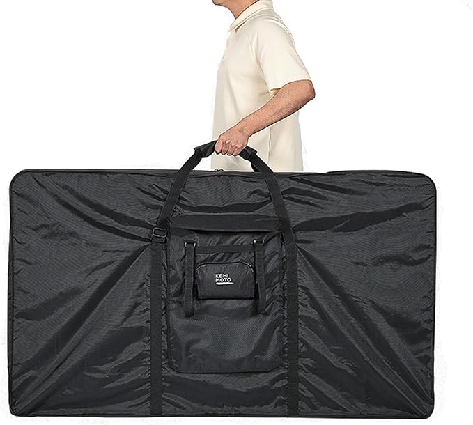 KEMIMOTO Bike Travel Bag, Heavy-Duty 900D Water-Resistant with Fixed Buckles & Interior Compartments, Airplane Bicycle Storage Box Cases Fits 26-29 Inch Mountain, Road E-Bikes (55.9" x 12.6" x 33")