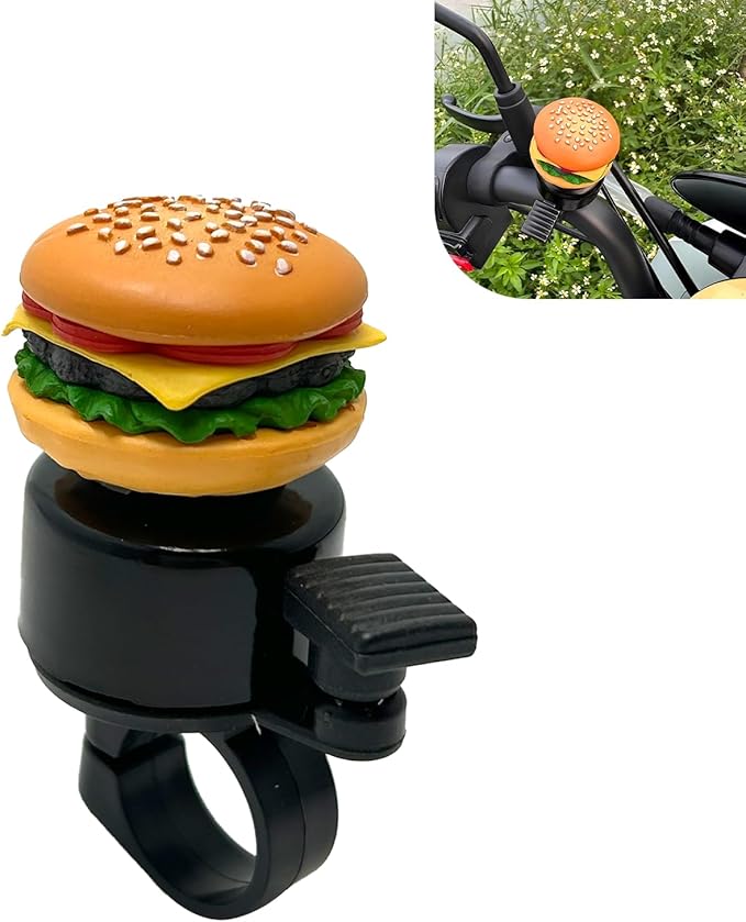 Bike Hamburger Bell, Aluminum Alloy Bicycle Bell with Plastic Base, Loud Crisp Clear Sound Bicycle Bells, Universal for Road Mountain Scooter Tricycles Bike