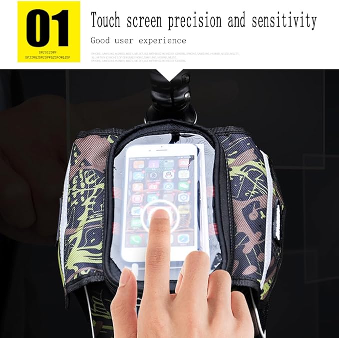 Bicycle bag, cycling touch screen mobile phone, mountain bike crossbeam, saddle front beam, upper pipe bag for men and women's clothing (blue)