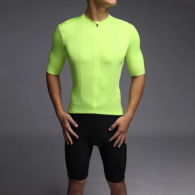 Men's Cycling Jersey Zipper Pocket Short Sleeve Lightweight Aero Race Fit Bike Jersey, UPF 50+ Biking Cycling Shirt
