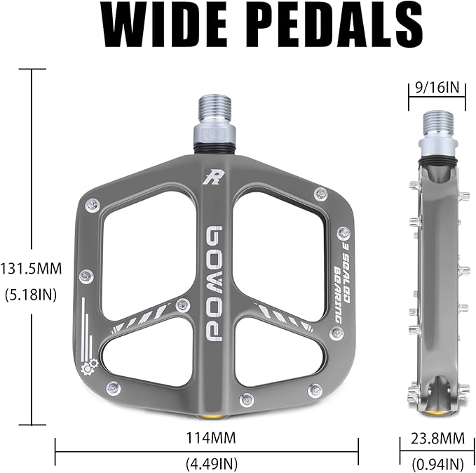 Bike Pedals 9/16" Lightweight Non-Slip Bicycle Platform Pedals - Fits Most Adult Bikes & Mountain Bikes &MTB, Road Bikes and Slip-Resistant Design