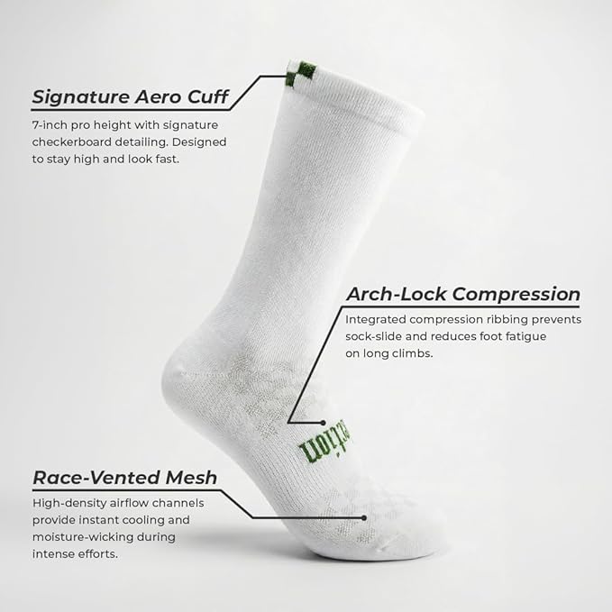 Selection Cycling Socks - Men’s Road Bike Crew, Compression Fit, Breathable Moisture‑Wicking, Quick‑Dry, Arch Support