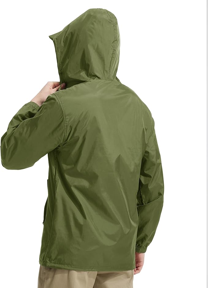 SWISSWELL Mens Rain Jacket & Coats Packable Lightweight Waterproof Windbreaker Hooded for Golf Cycling Hiking