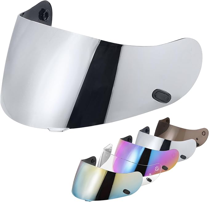 HJ-09 Helmet Visor Face Shield Compatible with CL-15/ CL-16/ CL-17/ CL-SP/AC-12 /FS-10/ CS-R1/ IS-16/ CS-R2/ TR-1 (Chrome Silver)
