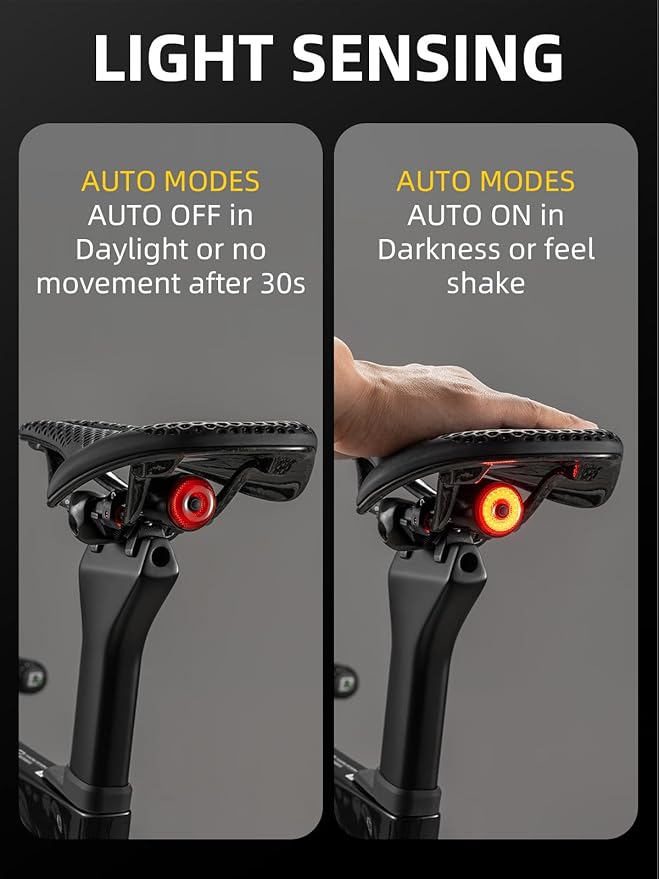 ROCKBROS Bike Tail Light Smart,Brake Sensing Bicycle Rear Lights for Night Ride,Ultra Bright LED Back Lights,Type C USB Rechargeable,IPX6 Waterproof,Cycling Safety Taillight Accessories
