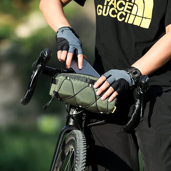 Rhinowalk Bike Handlebar Bag, Bicycle Front Bag Frame Storage Roll Bag Mountain Road Bikes Commuter Shoulder Bag Professional Cycling Accessories
