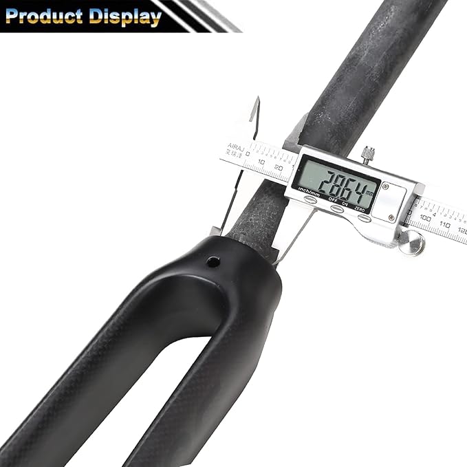 BUCKLOS 28.6mm 700C Full Carbon Fiber Road Bike Rigid Fork, C-Type Clamp Brake, 1-1/8 Threadless Straight Tube Superlight 3K T800 Bicycle Front Fork