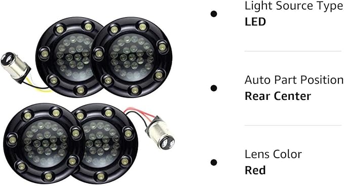 Eagle Lights 2 Inch Infinity Beam Front and Rear LED Turn Signal Kit w/Running LED Light Ring Covers for Harley Davidson Motorcycles - Black / 1157 Front / 1157 Rear