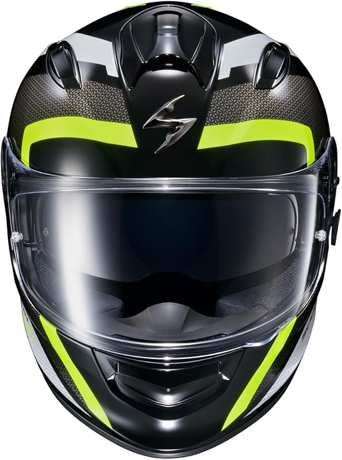 ScorpionEXO Ryzer Full Face Motorcycle Helmet with Pinlock Ready Shield with Integrated Speaker Pockets DOT ECE Approved Evolution (Hi-Viz - Small)