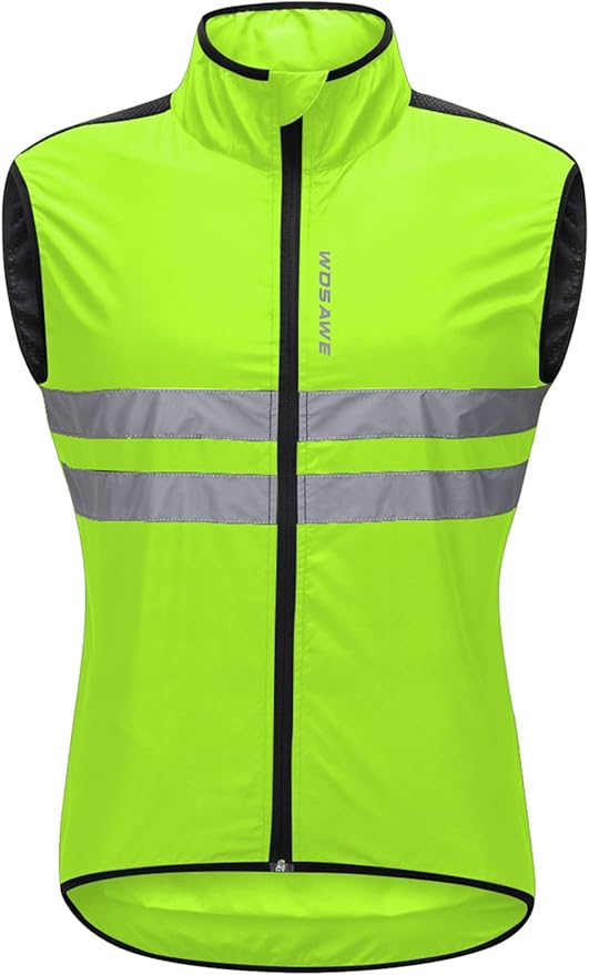WOSAWE Men's High Visibility Cycling Wind Jacket Water Resistance Reflective Windbreaker