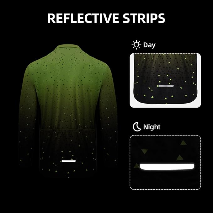 Men's Cycling Bike Jersey Long Sleeve - Moisture Wicking, Breathable, Quick Dry Biking Shirt Full Zipper