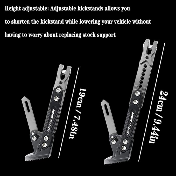 Motorcycle Universal Kickstand Adjustable Modified CNC Aluminum Alloy Adjustable Tripod Holder Kickstand Foot Side Support Stand Motor Scooter Motorbike Motocross Electric Dit Pit Bike （Red) (gray)