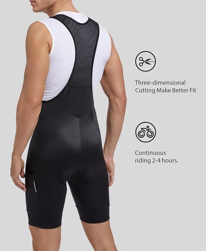 qualidyne Cycling Bibs Men, 4D Padded Road Bike Bib Shorts with Pockets, Biking Bicycle Shorts UPF50+