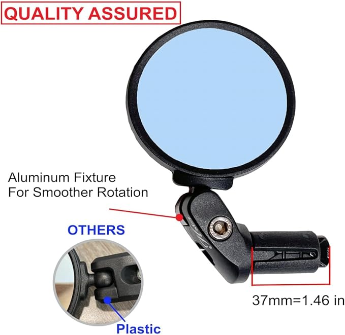 Hafny Bar End Bike Mirror, HD, Blast-Resistant, Glass Mirror, HF-MR090, HF-M951-FR03, HF-M952-FR03 (Anti-glare Blue Glass, 62mm)