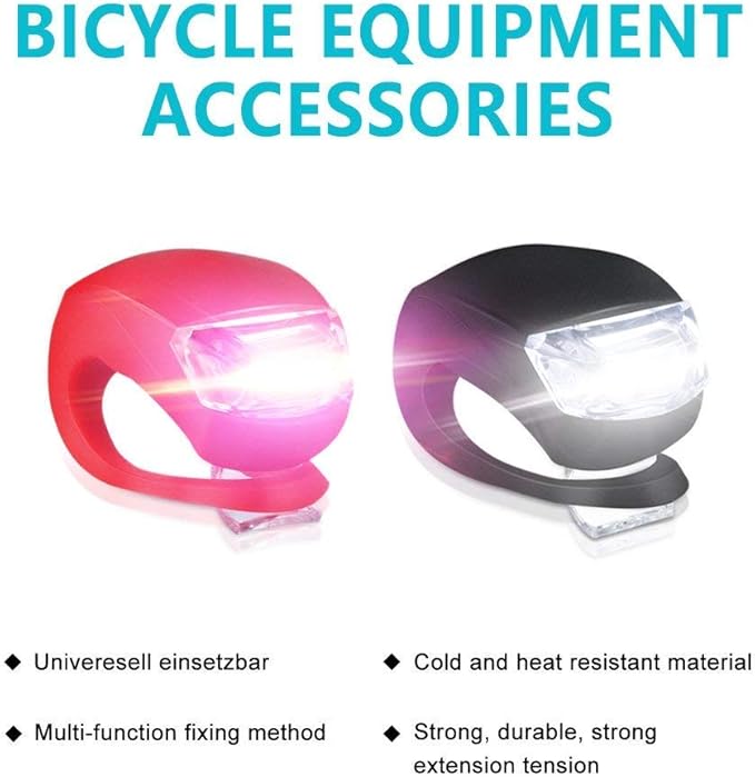 Bike Light Set - 6 LED Super Bright Headlight & Taillight, Waterproof Silicone Mount for Road/Mountain Bike, Cycling Safety Front & Rear Lights