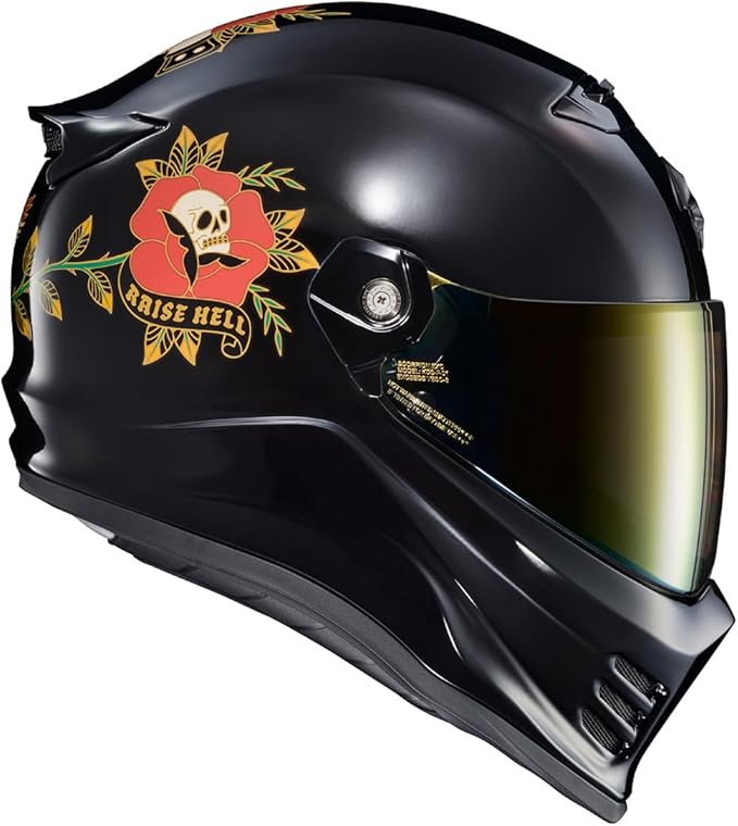 ScorpionEXO Covert FX Full Face Adult Motorcycle Helmet Street Fighter Style - Bluetooth Ready Speaker Pockets DOT ECE The Litas (Gloss Black - X-Large)