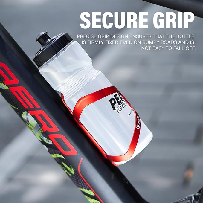 Chooee Bike Water Bottle Holder Aluminum, Bicycle Water Bottle Cage for Road Bikes Mountain Bikes Red 2-Pack