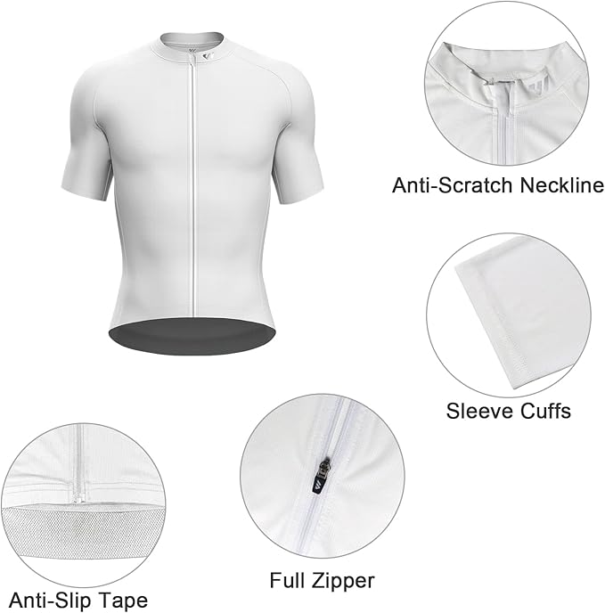 Lo.gas Cycling Jersey Men Short Sleeve, Road Bike Jerseys Full Zipper with Pockets, Bicycle Clothing Breathable Quick Dry