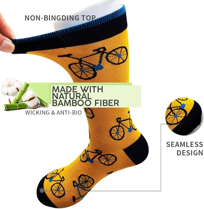 Lavencious Mens Bamboo Mid-Calf Cycling Sports and Dress Socks for Men Sock Size 10-13,13-15