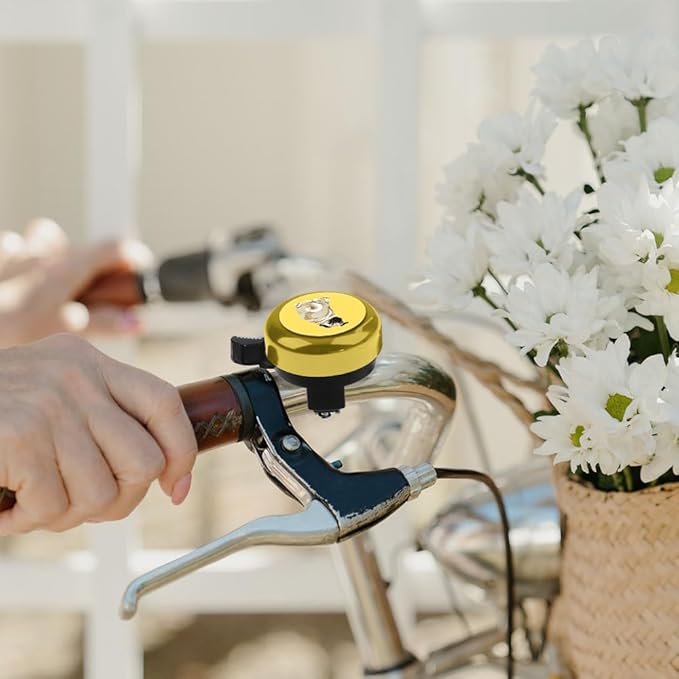 WIRESTER Gold Aluminum Round Bike Bell, Classic Ring Bicycle Bell, Bike Accessories Bell Ring for Adults Kids Girls Boys