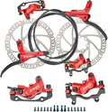 JFOYH zoom HB876 4-Piston Pre-Bled Hydraulic Disc Brake Set for Mountain Bike, Bike Disc Brake Kit with 160mm Rotors, Front and Rear Levers(PM Adapter Included) - Left-Front&Right-Rear