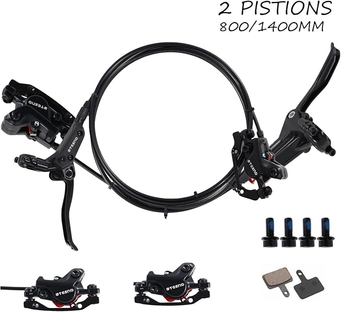 MTB Hydraulic Disc Brakes Set Left Front 800mm Right Rear 1400mm with 160mm Rotors,Aluminum Oil Pressure Calipers Levers for Mountain bike E-Bike Fat Bike Road Bike