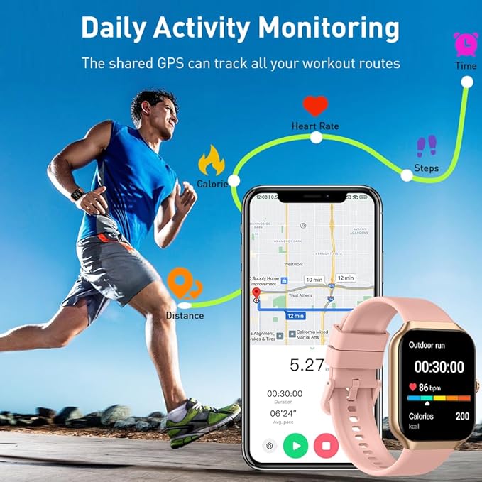 Smart Watch(Answer/Make Call), 1.96" HD Smartwatch for Men Women, 2026 New Fitness Watch with 112+ Sport Modes, Heart Rate, Sleep Monitor, Pedometer, IP68 Waterproof Activity Tracker Pink