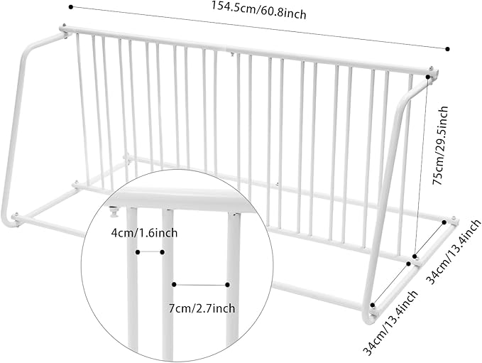 11 Slots Floor Bike Rack Stand, Dual Sided Bicycle Storage Stand with Multiple Adaptive Parking Slots and Complete Accessories, Commercial Tactile-Safe Floor Bike Rack Stand (White)