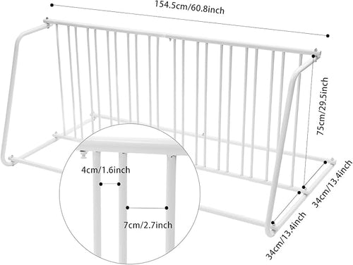 11 Slots Floor Bike Rack Stand, Dual Sided Bicycle Storage Stand with Multiple Adaptive Parking Slots and Complete Accessories, Commercial Tactile-Safe Floor Bike Rack Stand (White)