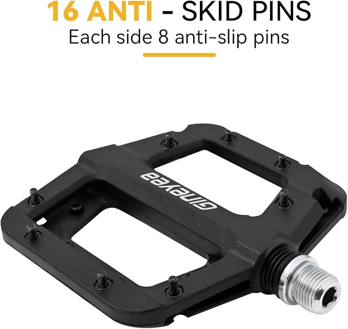 Bike Pedals, Universal Fit 9/16" Non-Slip Lightweight Nylon Fiber Bicycle Pedals Wide Flat Platform for Road Mountain BMX MTB Bike