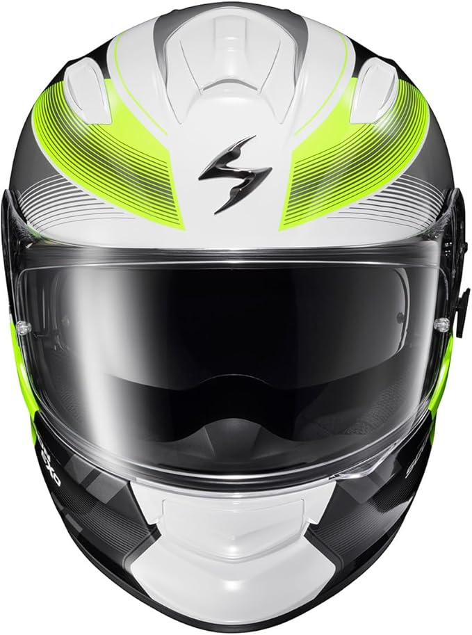 ScorpionEXO Ryzer Full Face Motorcycle Helmet with Pinlock Ready Shield with Integrated Speaker Pockets DOT ECE Approved Edge (Hi-Viz - X-Large)