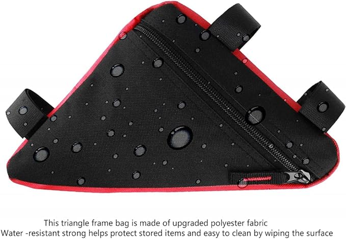 QWEQWE Bike Triangle Frame Bag - Bike Bicycle Storage Top Tube Bag Pack Triangle Pouch Road Mountain Cycling Strap Saddle Bag for Road Bikes Mountain Commute Bikes, Black/Red