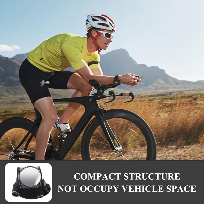 Totority Wearable Cycle Wrist Mirror - Comfortable Nylon Rearview Mirror for Biking Enhanced Safety and Wide Angle Visibility