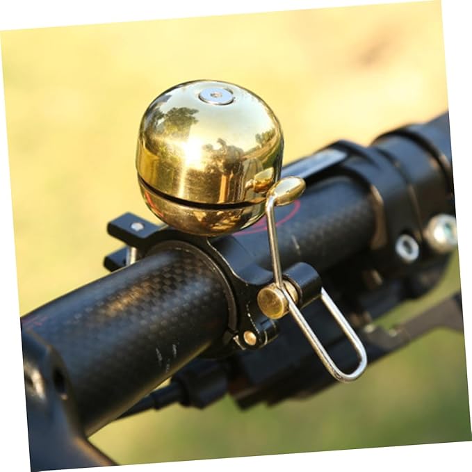 Vintage Bike Bell Loud Mini Metal Bicycle Bell Accessories for Mountain and Road Cycling, Bright Gold Single Piece for Adult Riders